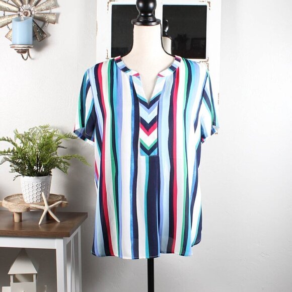 Van Heusen Blouse, Stripes, Large, NWT - Picture 1 of 6